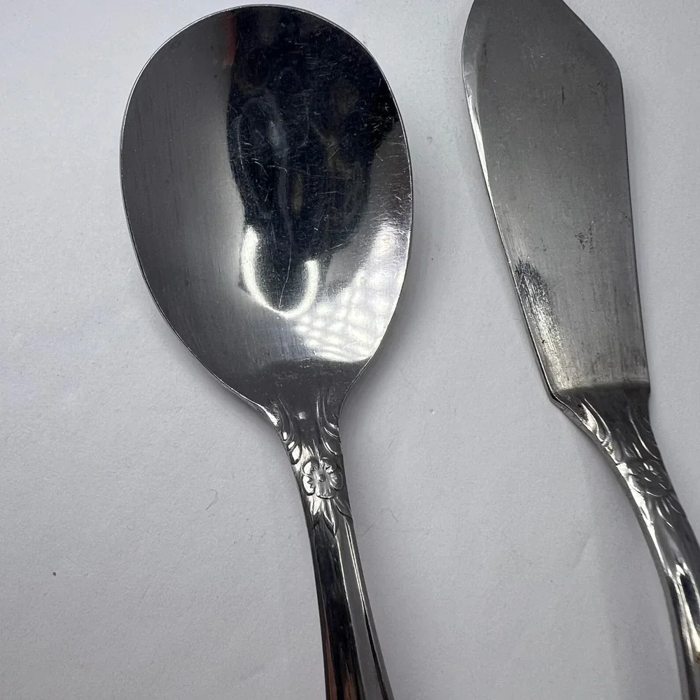 Stanley Roberts Dream Rose Stainless Sugar Spoon Butter Knife Rogers Co Japan